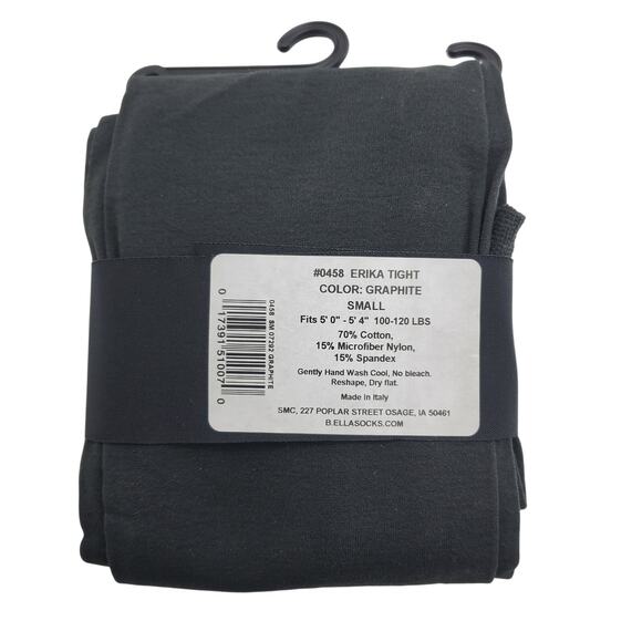 Italian Cotton Blend Tights Small Graphite Gray B.ella Erika Opaque NEW Hosiery - Picture 4 of 5